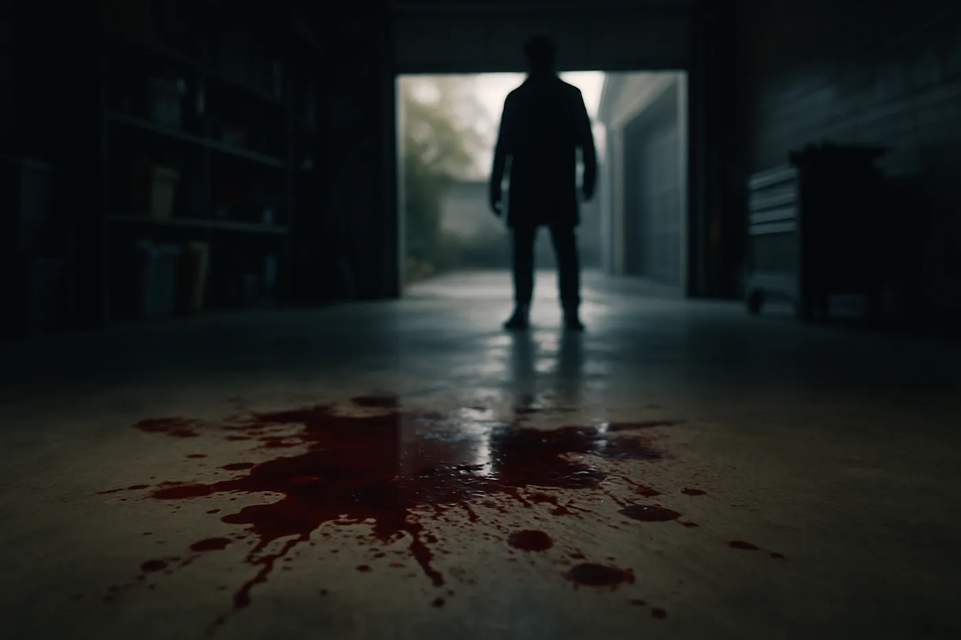 Investigative scene featuring blood stains related to Celeste Rivas Hernandez and D4vd's case, evoking mystery and suspense.